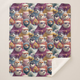 Cobertor Sherpa Artic Polar Bears Ski Club