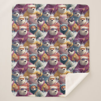 Cobertor Sherpa Artic Polar Bears Ski Club