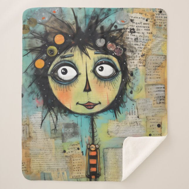 Cobertor Sherpa ArtLady 22 Encantada e aflita (Frente)