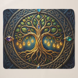Cobertor Sherpa Árvore Celestial de Luz Árvore Celta de Ouro da Vi