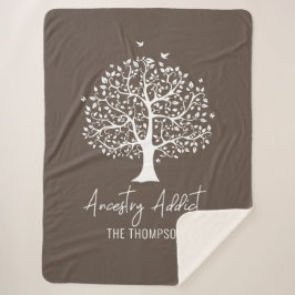 Cobertor Sherpa Árvore da Família de Viciados Ancestrais com Nome