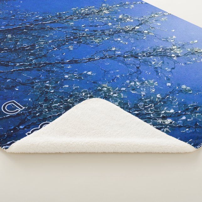 Cobertor Sherpa Árvore de gelo azul Abstrato personalizada (3/4)