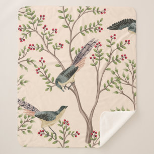 Cobertor Sherpa Árvore de jardim de videira, padrão uniforme de fl