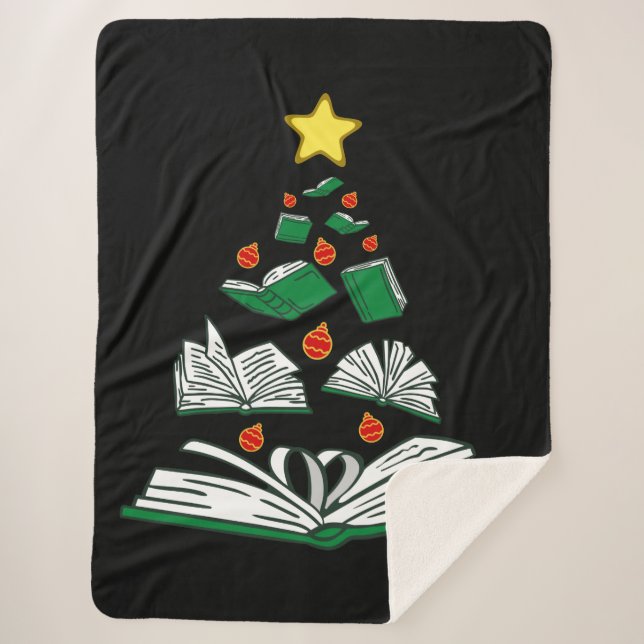 Cobertor Sherpa Árvore de Natal de Bookie III (Frente)