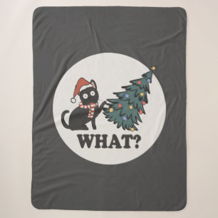 Cobertor Sherpa Árvore de Natal de Gato Negro Santa Hera Engraçado