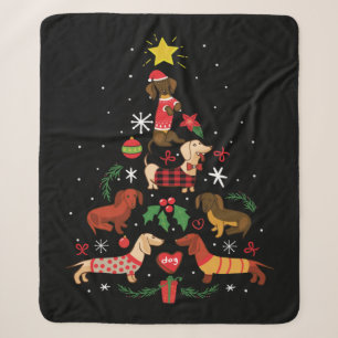 Cobertor Sherpa Árvore de Natal Engraçado Dachshund