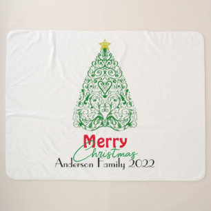 Cobertor Sherpa Árvore de Natal linear da família personalizada