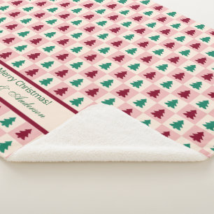 Cobertor Sherpa Árvore de Natal Personalizada Burgundy Pine Padrão