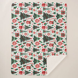 Cobertor Sherpa Árvore de Natal, presentes, cana doce