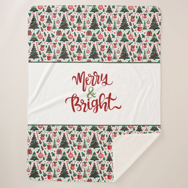 Cobertor Sherpa Árvore de Natal, presentes, cana doce (Frente)