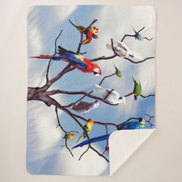 COBERTOR SHERPA ÁRVORE PARROT