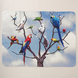 COBERTOR SHERPA ÁRVORE PARROT