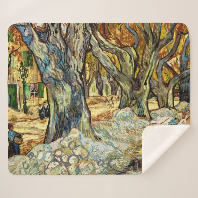 Cobertor Sherpa Árvores De Grandes Aviões De Vincent Van Gogh (Frente (Horizontal))