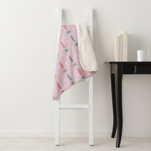 Cobertor Sherpa Árvores de Natal Flocos de Neve Rosa Verde