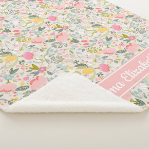 Cobertor Sherpa As flores beneficiente personalizaram o bebê