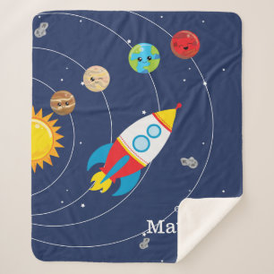 Cobertor Sherpa Astronauta do espaço de Rocketship dos planetas do