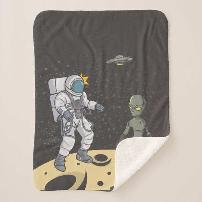 Cobertor Sherpa Astronauta e alienígena (Frente)