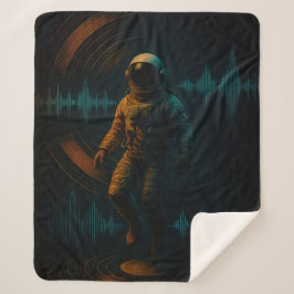 Cobertor Sherpa Astronauta Flutuante na Arte Sonora Glitchwave