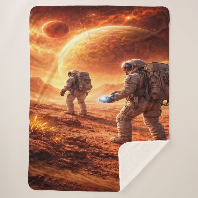 Cobertor Sherpa Astronauts Explore Orange Planet (Frente)