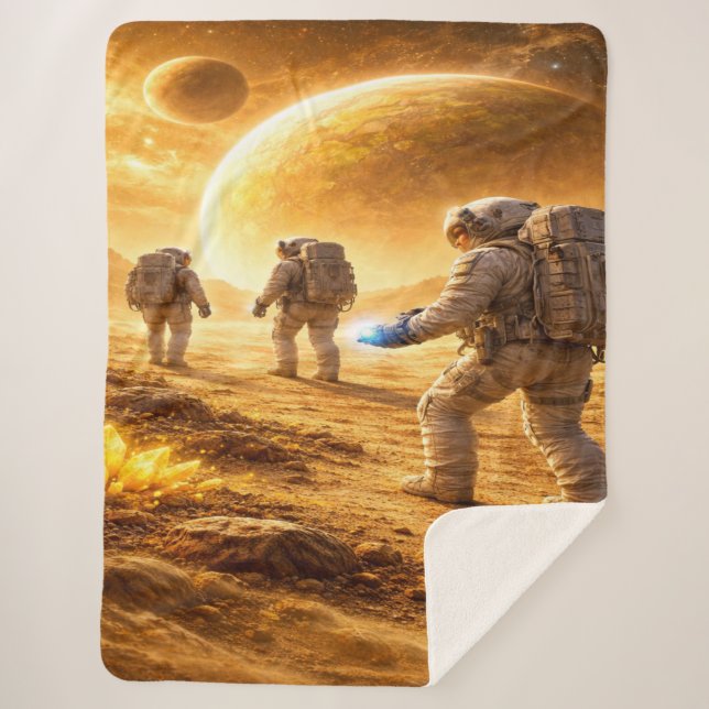 Cobertor Sherpa Astronauts explore yellow planet (Frente)