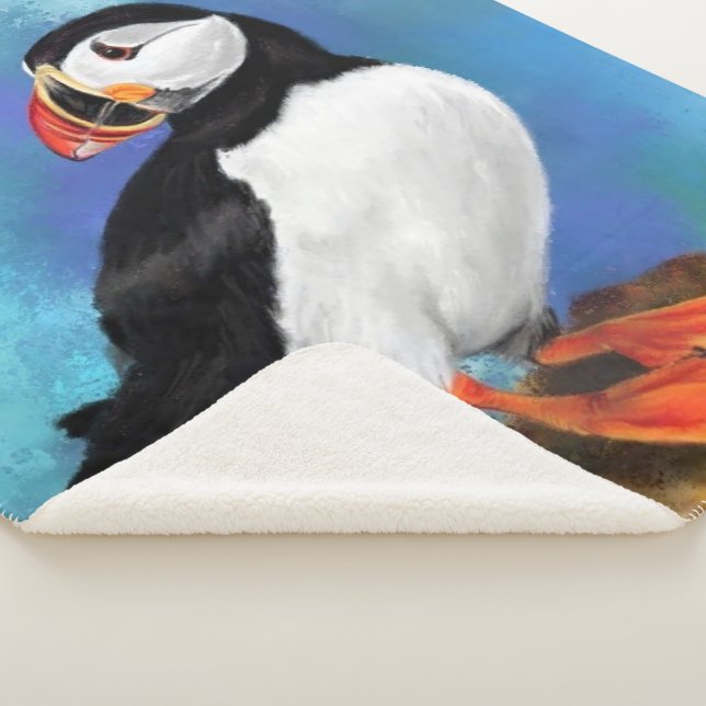 Cobertor Sherpa Atlantic Puffin Bird Sherpa Blanket (3/4)
