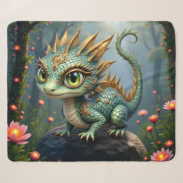 Cobertor Sherpa Auren – Pequeno Dragão da Floresta Esmeralda