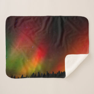 Cobertor Sherpa Aurora Boreal e árvores