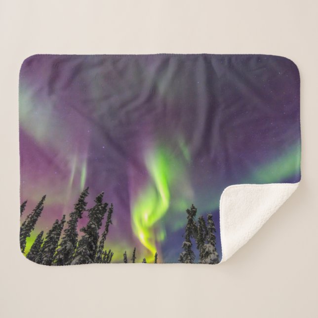 Cobertor Sherpa Aurora Boreal | Fairbanks, Alasca (Frente (Horizontal))
