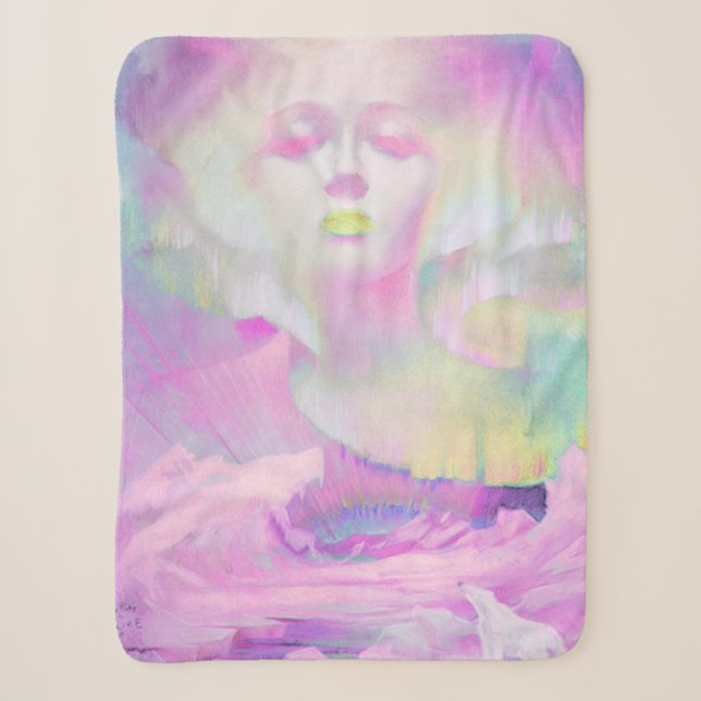 Cobertor Sherpa Aurora por Clive Henry pastéis rosa (Frente)
