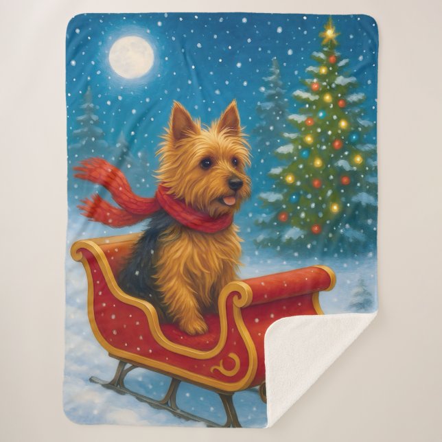 Cobertor Sherpa Australian Terrier Holiday  (Frente)