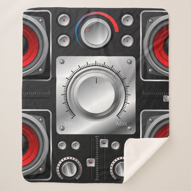 Cobertor Sherpa Auto-falantes vermelhos com amplificador e botões  (Frente)