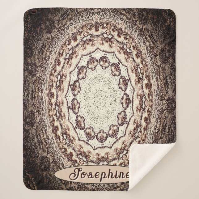 Cobertor Sherpa Autumn Brown Mandala Personalizado (Frente)