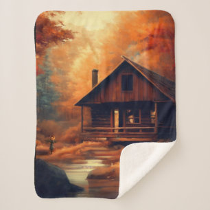 Cobertor Sherpa Autumn/Fall/Halloween/pintura russa