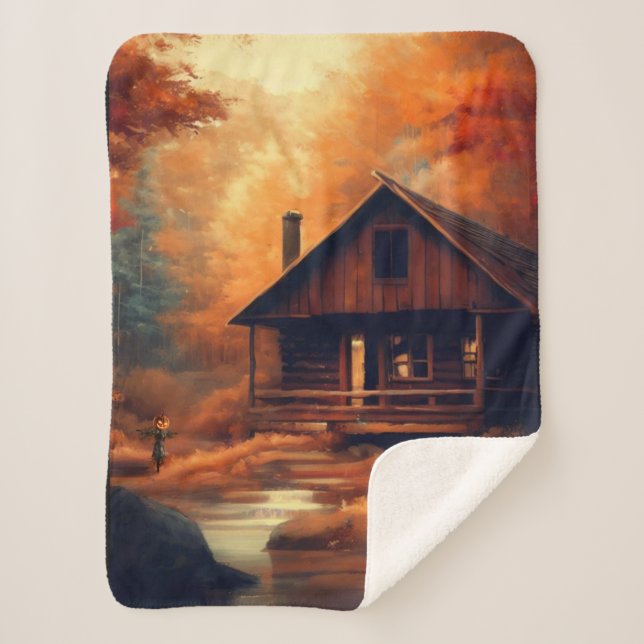 Cobertor Sherpa Autumn/Fall/Halloween/pintura russa (Frente)