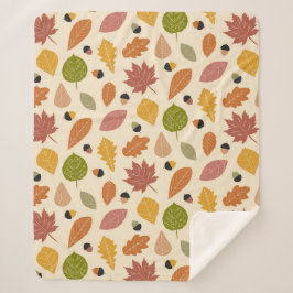 Cobertor Sherpa Autumn Leaves com Bolotas em Terracotta Brown