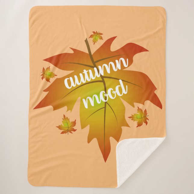 Cobertor Sherpa Autumn mood typography maple leaves   (Frente)