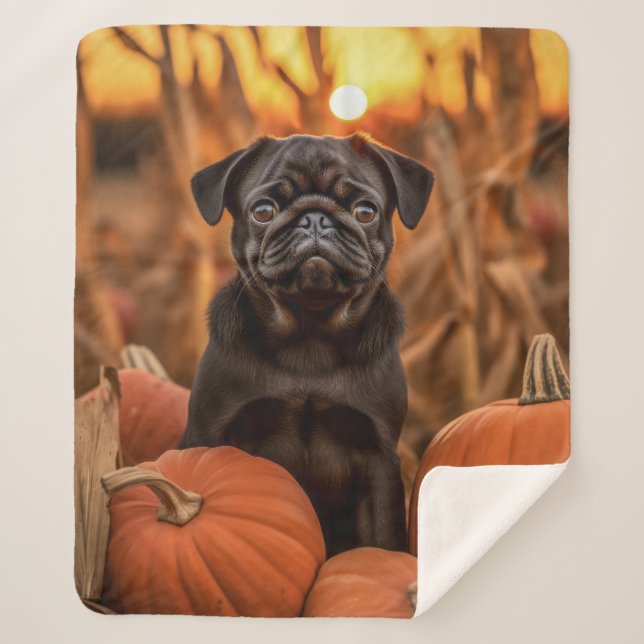 Cobertor Sherpa Autumn Pug (Frente)