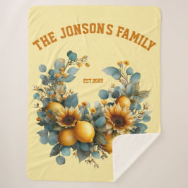 Cobertor Sherpa Autumn Sunflower e Lemons Family Decor