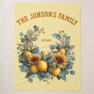 Cobertor Sherpa Autumn Sunflower e Lemons Family Decor