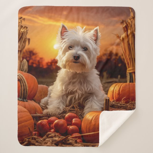 Cobertor Sherpa Autumn Westie (Frente)
