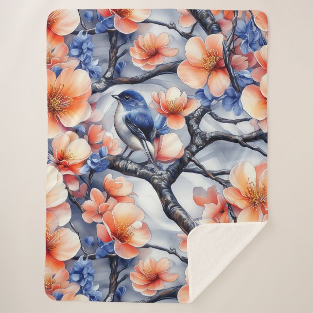 Cobertor Sherpa Aves de uma pena (Frente)