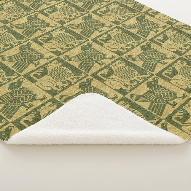 Cobertor Sherpa Aves e Leões Medievais (3/4)