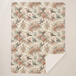 Cobertor Sherpa Aviário Vitoriano: Um Jardim Pastel