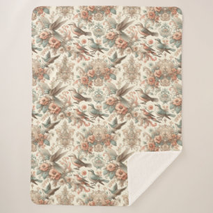 Cobertor Sherpa Aviário Vitoriano: Um Jardim Pastel