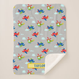 Cobertor Sherpa Aviões, Helicópteros e Nuvens Trabalho de arte Lt