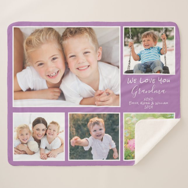 Cobertor Sherpa Avó 5 Foto Roxo (Frente (Horizontal))