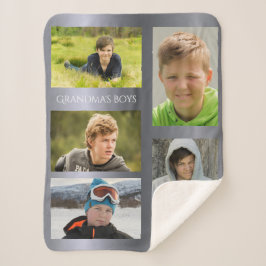 Cobertor Sherpa Avó da colagem de fotos de prata