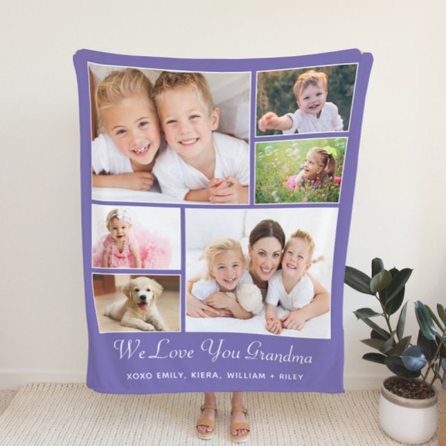 Cobertor Sherpa Avó - Foto Personalizada Roxo (Criador carregado)