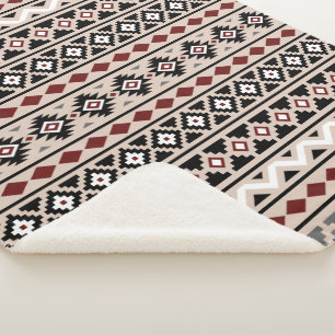Cobertor Sherpa Aztec Essence Pattern II Black White Red Cinza