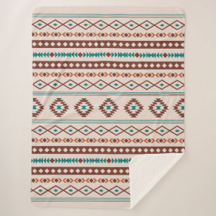 Cobertor Sherpa Aztec Rusts Creme Misturado de Motifs Padrão
